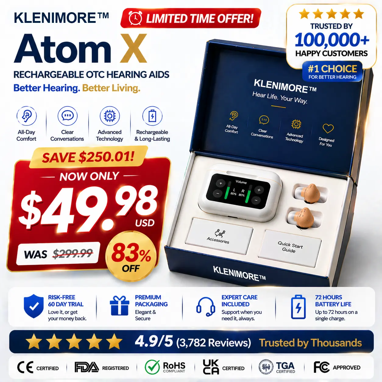 KLENIMORE™ Atom X Smart Hearing Aids — Hear Clearly, Feel Confident Again