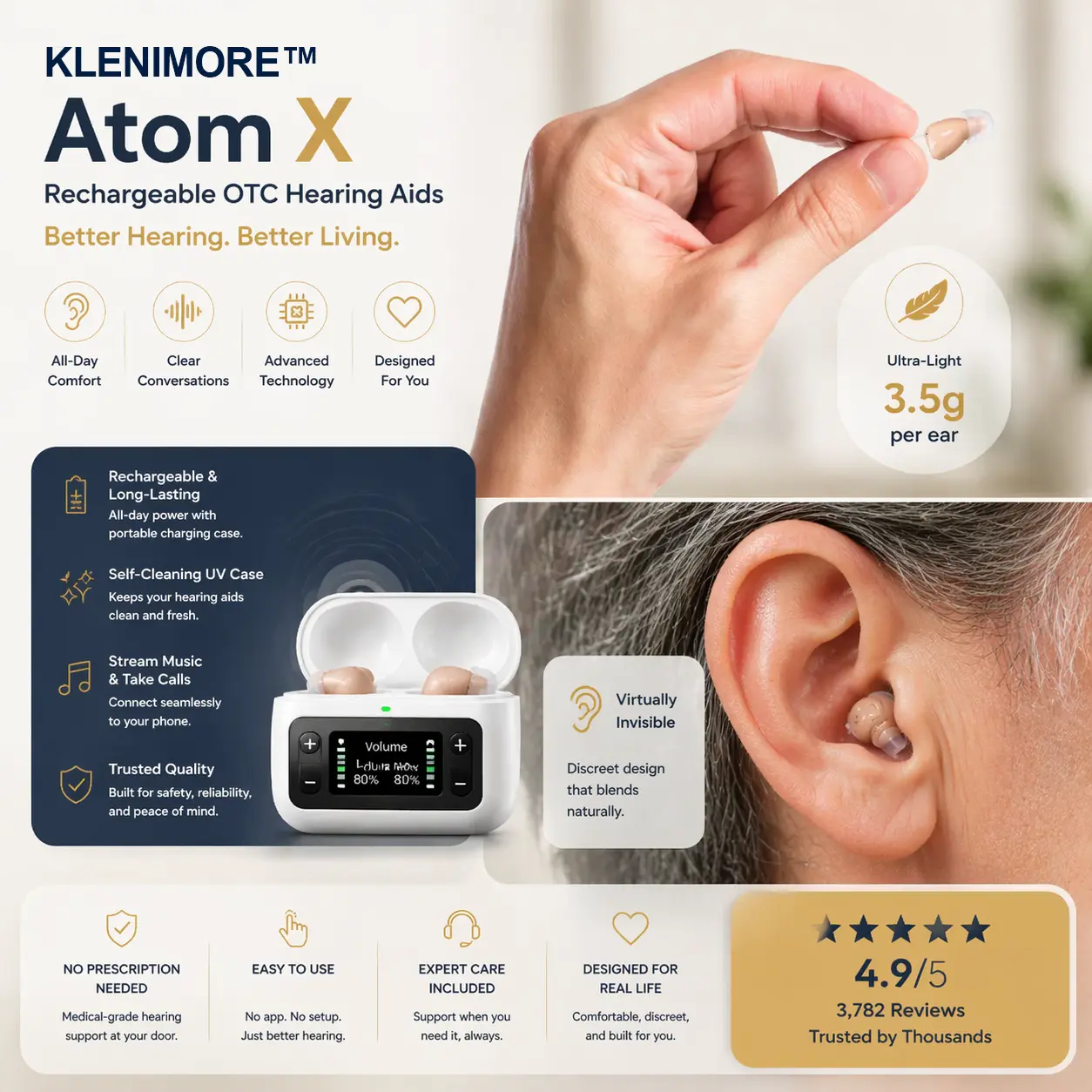 KLENIMORE™ Atom X Smart Hearing Aids — Hear Clearly, Feel Confident Again