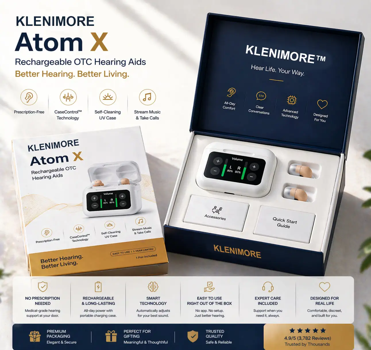 KLENIMORE™ Atom X Smart Hearing Aids — Hear Clearly, Feel Confident Again