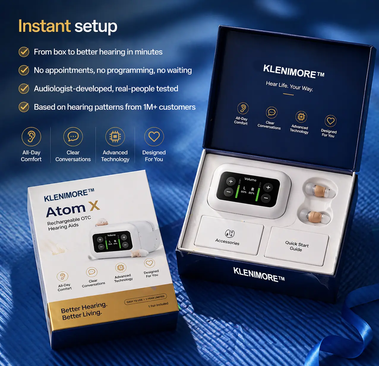 KLENIMORE™ Atom X Smart Hearing Aids — Hear Clearly, Feel Confident Again