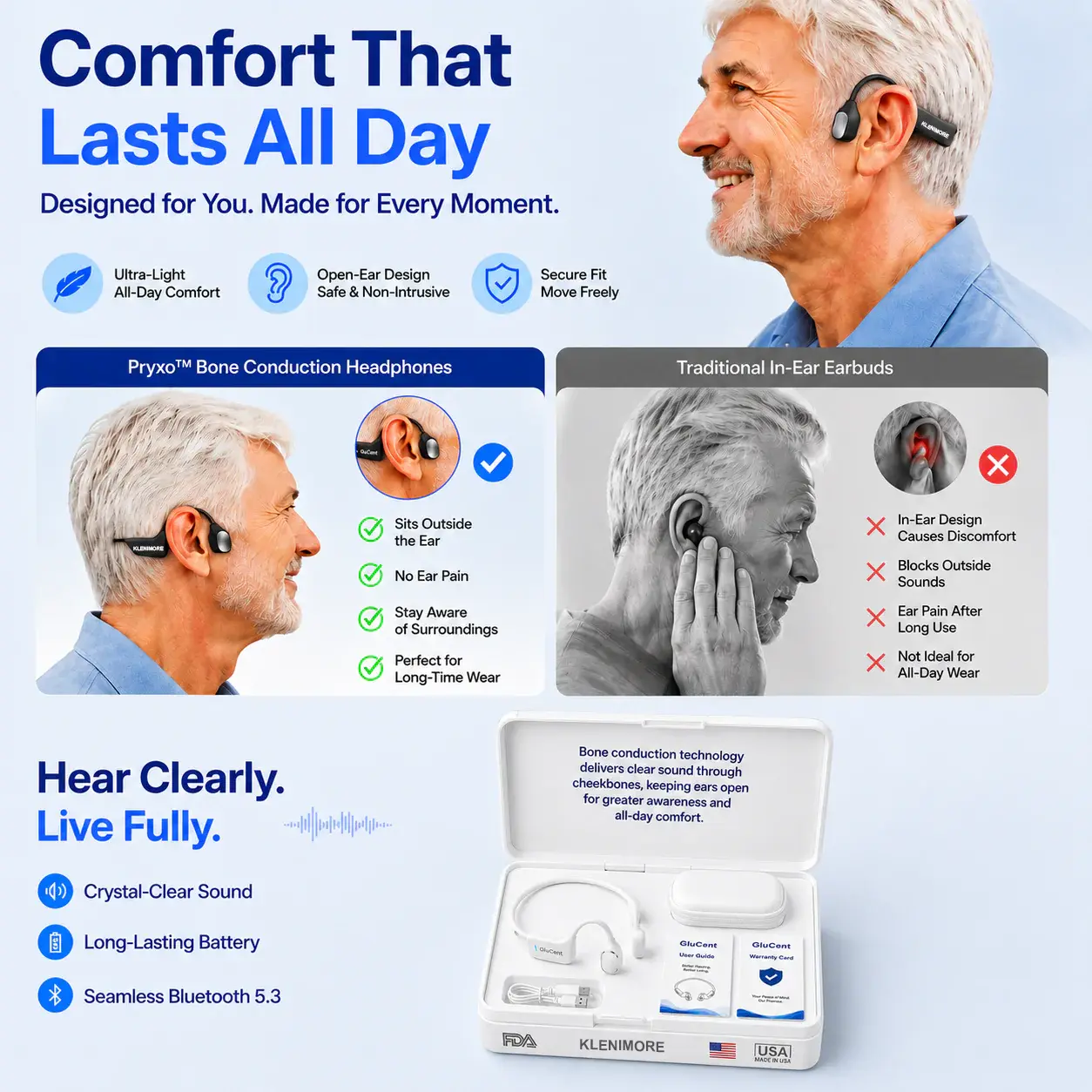 KLENIMORE® Bone Conduction Smart Hearing Headphones