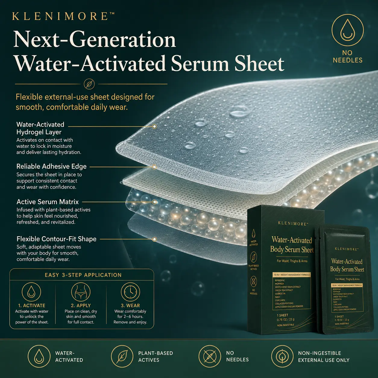 KLENIMORE™ Water-Activated Body Serum Sheet